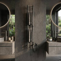 Рушникосушарка електрична Маріо e-INOX Соле 1170х140 TR 2.0 K 65 Вт з кабелем і вилкою та набором для прихованого підключення, графіт, фото №1