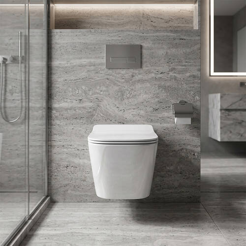 Унітаз підвісний Devit Linea DLI30401111W безобідковий з кришкою soft-close та Vortex Flush, білий, фото 1