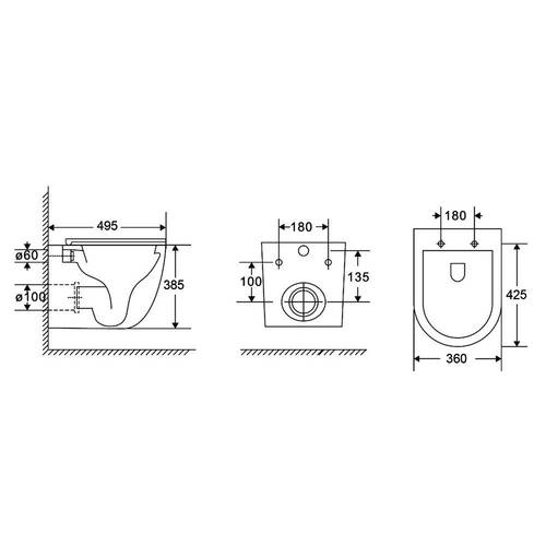 Унитаз подвесной Devit Unda DUN0930111W 495x360x390 мм с крышкой soft-close, системой Vortex Flush, белый глянцевый, фото 11
