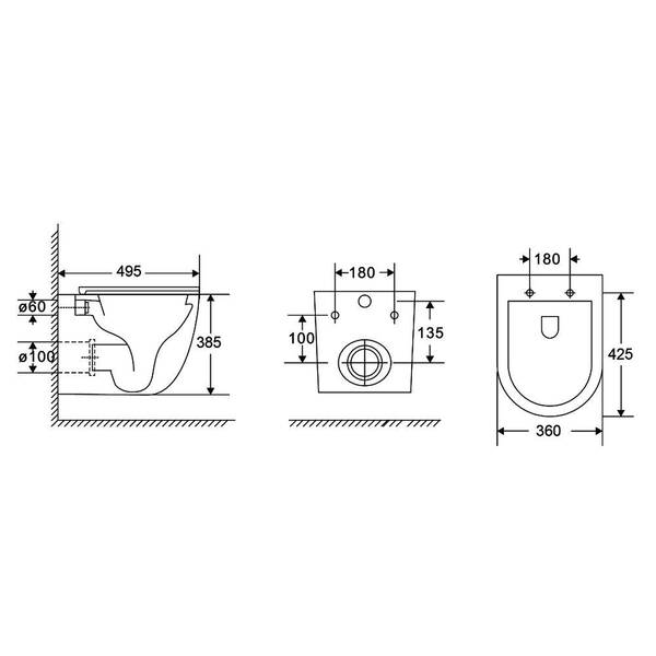 Унитаз подвесной Devit Unda DUN0930111W 495x360x390 мм с крышкой soft-close, системой Vortex Flush, белый глянцевый, фото 11