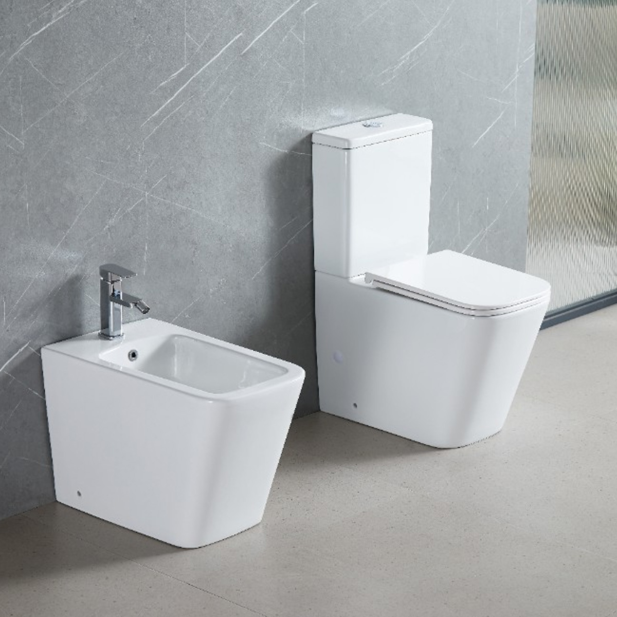 DFL2170211W Flow square Унітаз-компакт 610x365x825мм з кришкою soft-close, Vortex Flush, білий глянець (1 сорт)