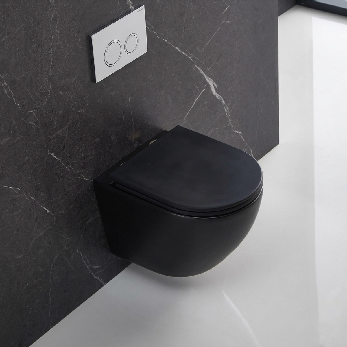 DFL0460111MB Flow Унітаз підвісний 495x365x365mm з кришкою soft-close, Vortex Flush, матовий чорний (1 сорт)