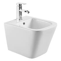 Біде підвісне Devit Flow square DFL0520400W з отвором під змішувач, білий глянець, фото №2