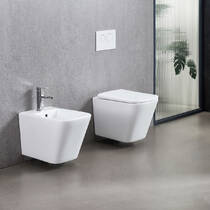 Біде підвісне Devit Flow square DFL0520400W з отвором під змішувач, білий глянець, фото №1