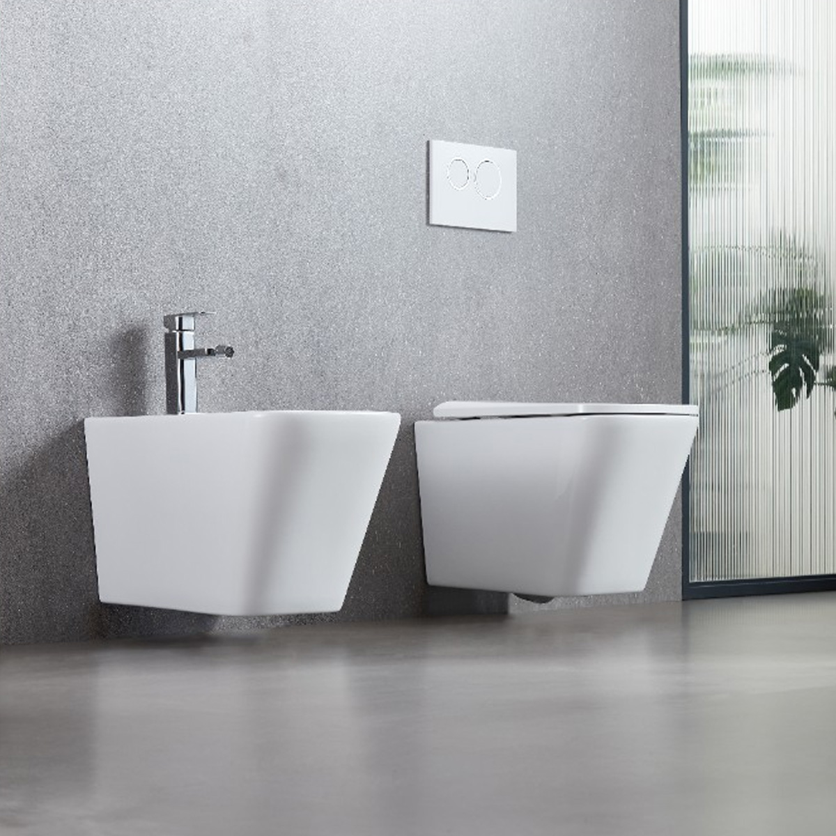 DFL0520400W Flow square Біде 485x345x330мм з отвором під змішувач, білий глянець (1 сорт)