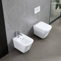 Біде підвісне Devit Flow square DFL0520400W з отвором під змішувач, білий глянець, фото №6