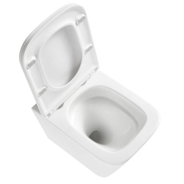 Унітаз підвісний Devit Flow square DFL0520111W безобідковий з кришкою soft-close та Vortex Flush, білий глянець, фото 6