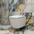 Унітаз підвісний Devit Flow square DFL0520111W безобідковий з кришкою soft-close та Vortex Flush, білий глянець, фото 1