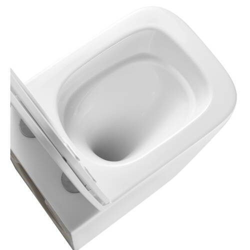 Унітаз підвісний Devit Flow square DFL0520111W безобідковий з кришкою soft-close та Vortex Flush, білий глянець, фото 7