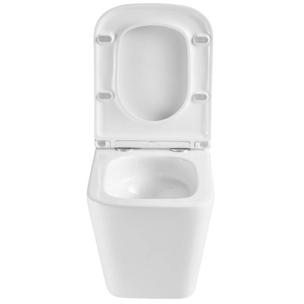 Унітаз підвісний Devit Flow square DFL0520111W безобідковий з кришкою soft-close та Vortex Flush, білий глянець, фото 4