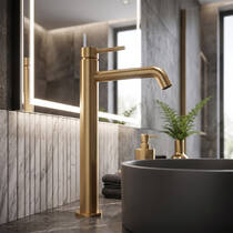 Змішувач для раковини Devit Flow 550536BG високий, brushed gold