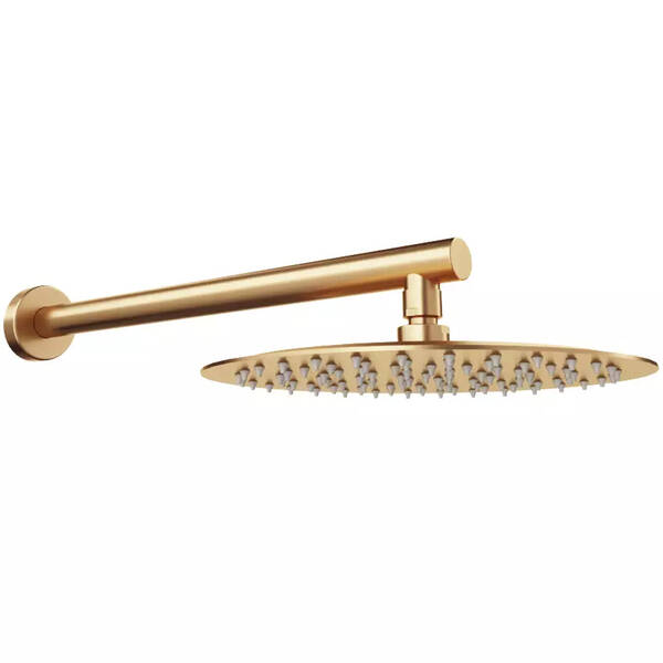 D113000000110BG Flow Верхня душова лійка d=250 мм з кронштейном, brushed gold