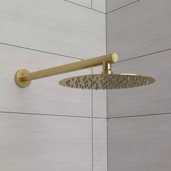 D113000000110BG Flow Верхня душова лійка d=250 мм з кронштейном, brushed gold — фото 3