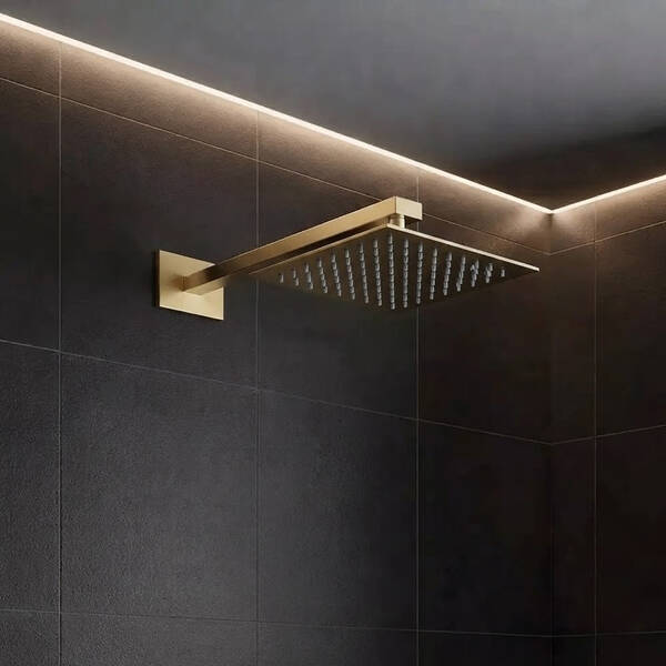 D113000000120BG Flow Верхня душова лійка 250x250 мм з кронштейном, brushed gold — фото 3