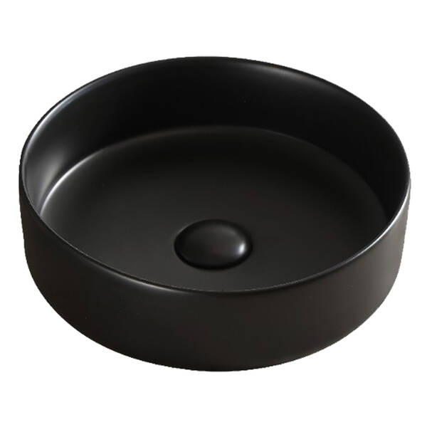 DFL3270100MB Flow Раковина кругла 400x120 мм на стільницю, без переливу, чорна матова — фото 2