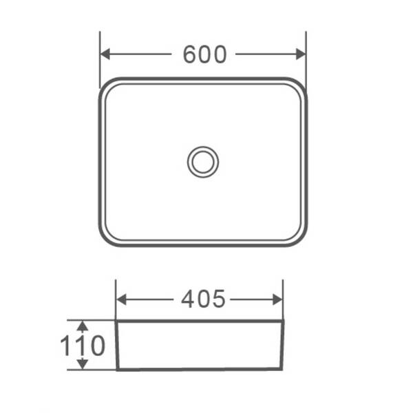 DFL2174100W Flow square Раковина прямокутна 600х405х110мм на стільницю, без переливу, біла — фото 2