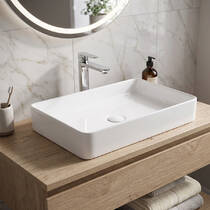 Раковина прямокутна Devit Flow square DFL2174100W 600х405х110мм на стільницю, без переливу, біла, фото №1