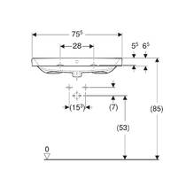 Раковина Geberit Aniara 510.052.00.1 подвесная/мебельная 75,5 см с переливом, с отв. под смеситель, белый глянец, фото №4