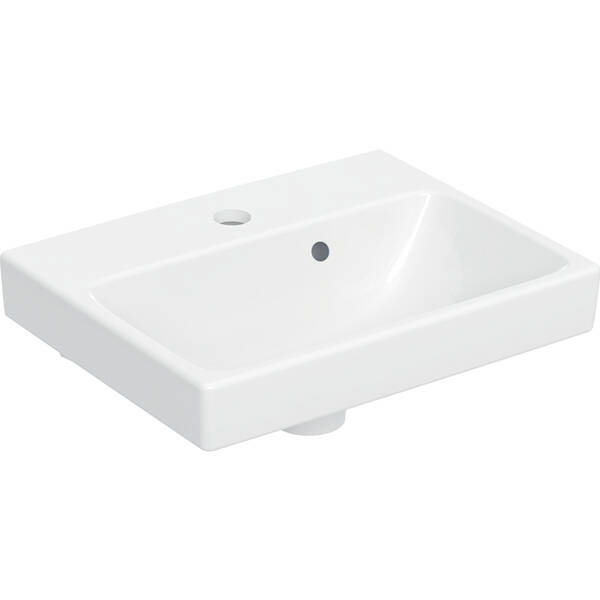 Раковина Geberit Aniara 510.061.00.1 підвісна/меблева 42 см з асим. переливом, з отв.під змішувач, білий глянець