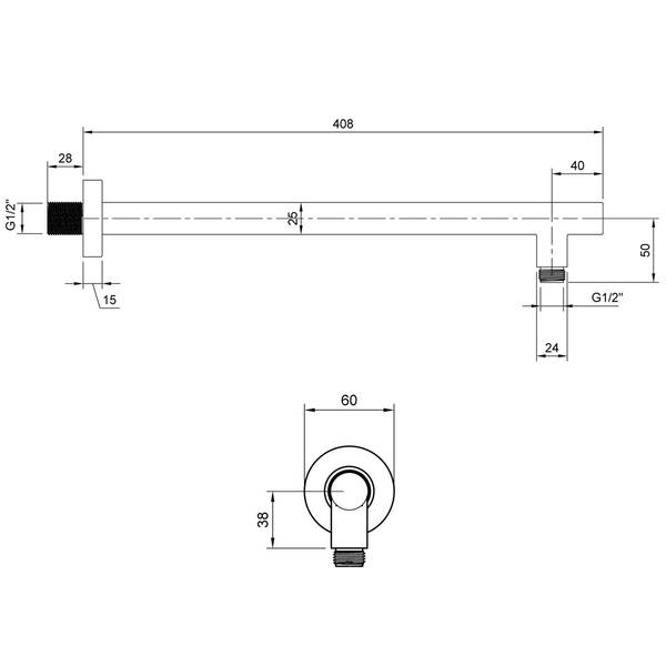 TVC000453510K5 Universal Showers Тримач верхнього душу, чорний матовий — фото 3