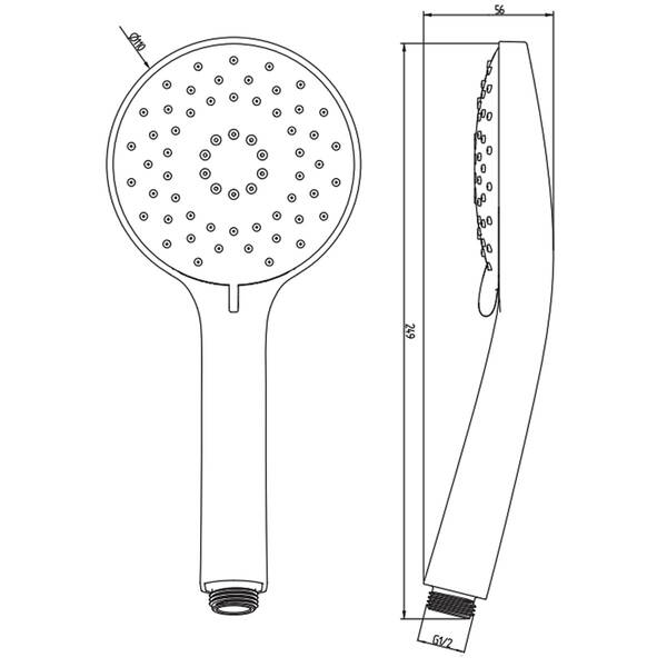 TVS109003000K5/TVS109003UK0K5 Universal SHOWERS HAND SHOWER душова лійка, Matt Black — фото 3