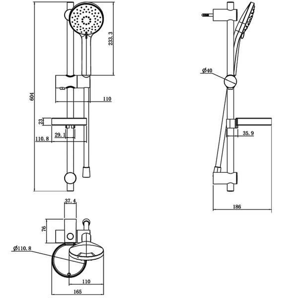 TVS10900400061/TVS109004UK061 Universal SHOWERS SHOWER SET Душовий комплект на штанзі, хром — фото 3