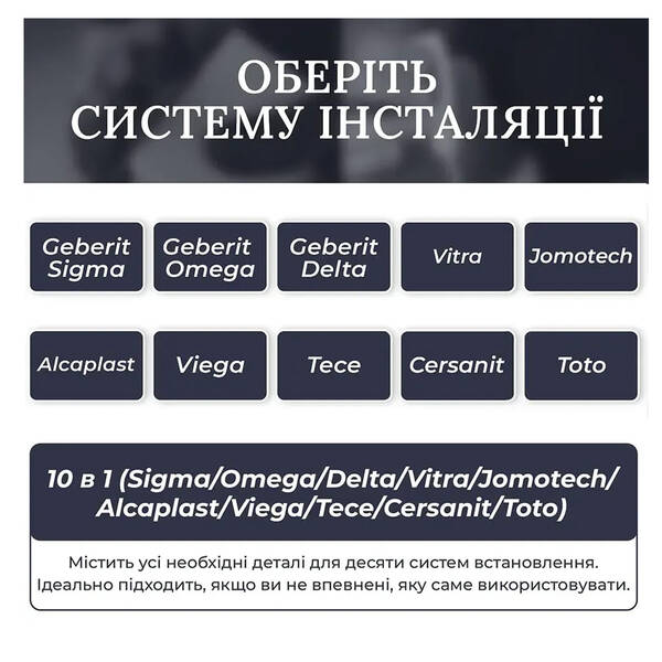 E10053 Кноппка M2 PRO для Tece, Vitra,Cersanit, Jomotech, Delta з розсхідниками — фото 7