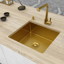 Кухонная мойка Valeso Handmade Gold Work Station 540х440х220 с сифоном, корзиной, доской, креплением, фото №1