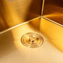 Кухонная мойка Valeso Handmade Gold Work Station 540х440х220 с сифоном, корзиной, доской, креплением, фото №3