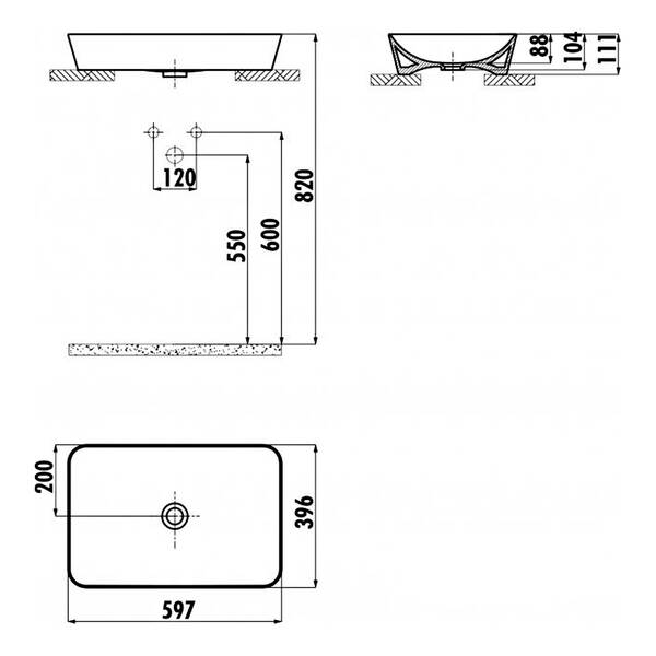 UL060-00CB00E-0000 Раковина ULTRA на стільницю  40x60 см — фото 3