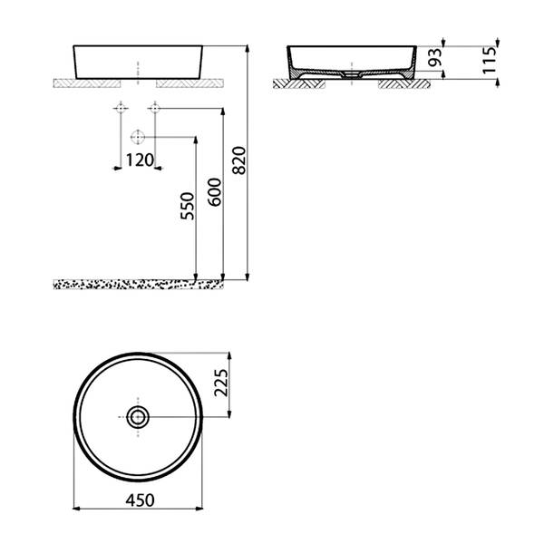 LP145-00CM00E-0000  Раковина Loop round на стільницю 45см,  Cappucino Matt — фото 3
