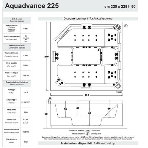 Басейн гідромасажний Tresse AQUADVANCE 225 з панелями та дахом, фото 2