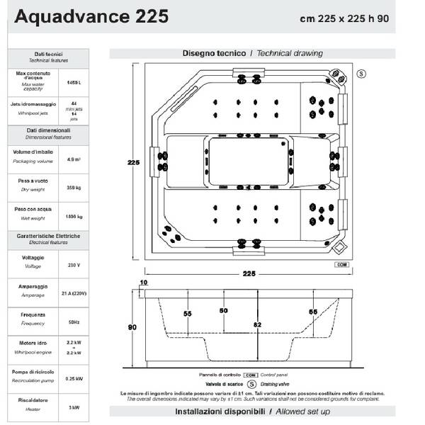 Басейн гідромасажний Tresse AQUADVANCE 225 з панелями та дахом, фото 2