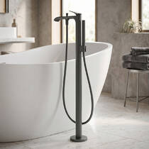 Змішувач для ванни Hansgrohe Vivenis 75445340 підлоговий, чорний матовий хром, фото №1