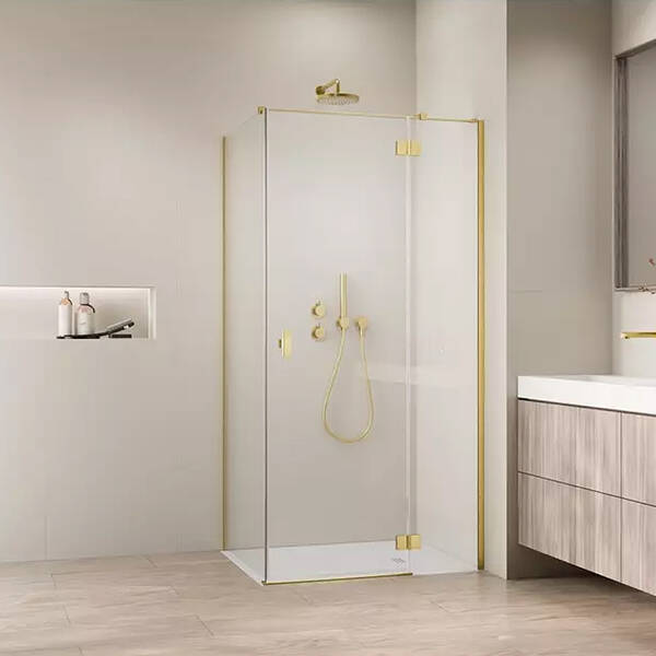 Душова кабіна  Devit Aqua DA12090090099RBG 900Rх900x1950мм, права, відкривна, колір профілю: Brushed Gold, скло: 6мм, прозоре, фото 1