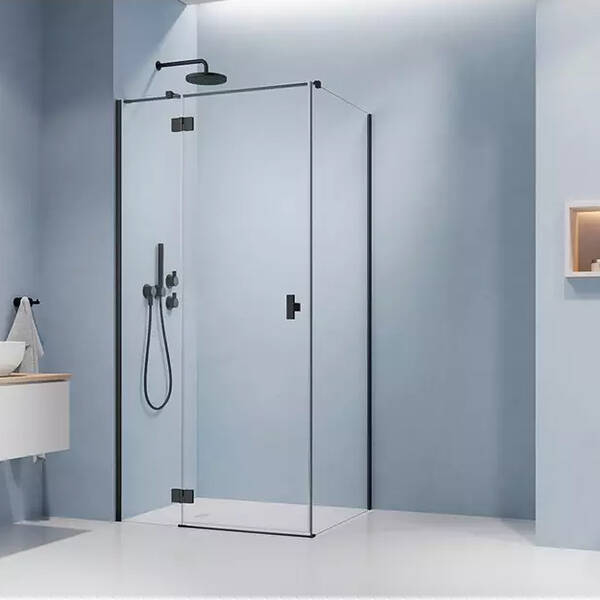 Душова кабіна Devit Aqua DA12090090054RBM 900Rх900x1950мм, права, відкривна, колір профілю: чорний, скло: 6мм, прозоре, фото 1