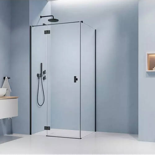 Душова кабіна  Devit Aqua DA12100080054RBM 1000Rх800x1950мм, права, відкривна, колір профілю: чорний, скло: 6мм, прозоре, фото 1