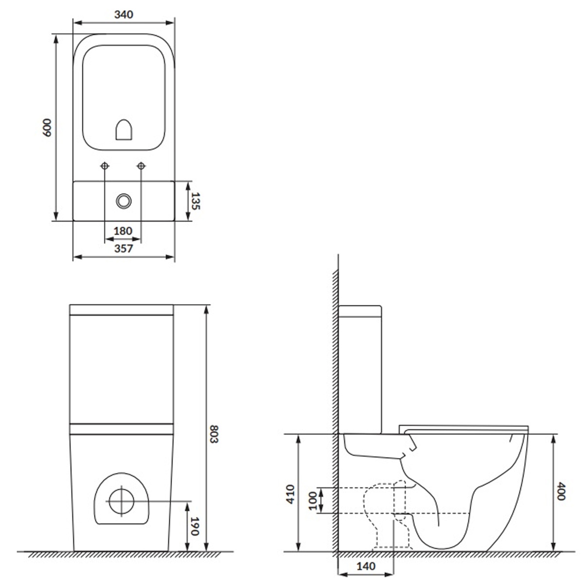 K681-063 Компакт 930 Remo Pro Square Tornado 011, приставний до стіни, безобідковий CleanOn, сидіння SLIM Duroplast із Softclose і ф-ією швидкого зняття, колір білий глянець (1 сорт)