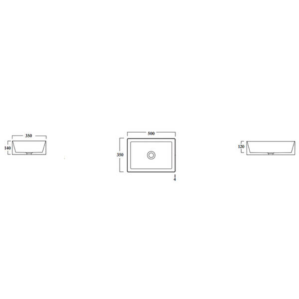 SLC42RE50001 SLICE раковина прямокутна на стільницю 50x35 x h 14 cm, без переливу, білий — фото 3