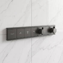 Смеситель скрытого монтажа для душа Hansgrohe RainSelect 15381340 с термостатом с 3 функциями, матовый черный хром, фото №1