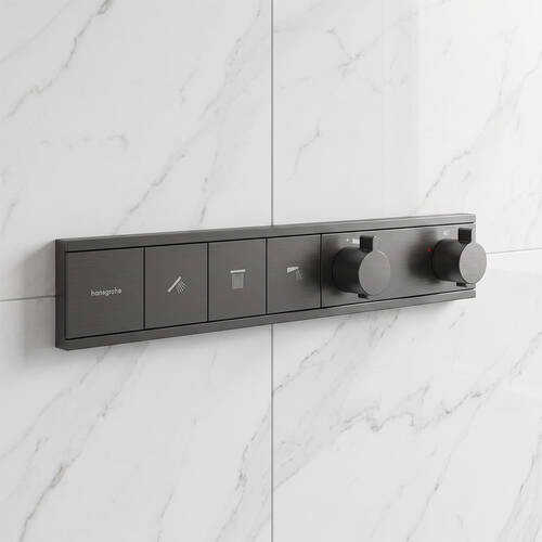 Смеситель скрытого монтажа для душа Hansgrohe RainSelect 15381340 с термостатом с 3 функциями, матовый черный хром, фото 1