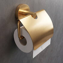 Тримач туалетного паперу з кришкою Devit Flow DFL40000618BG, колір Brushed Gold PVD, фото №1