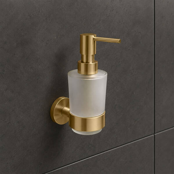 DFL21010801BG Flow Диспенсер для рідкого мила з тримачем, колір Brushed Gold PVD — фото 3