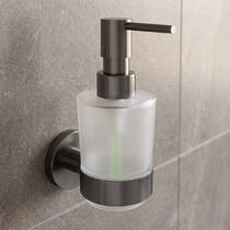 Дозатор для рідкого мила з тримачем Devit Flow DFL21010801GM, колір Gun Metal PVD, фото №1