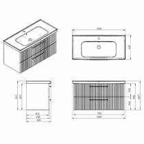 Тумба Creavit E10 E10.LD100.2CK.BYZ консольна білий мат з раковиною Erine 100 см, фото №4