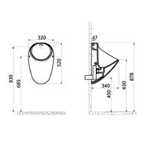 Писуар подвесной Creavit Tappa TP635-11CB00E-0000 с сифоном белый глянец, фото №3