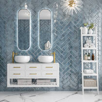 Плитка Golden Tile Como Синій на БІЛ.Рельєф COМS51 10х30 см, фото №1
