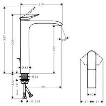 Змішувач для раковини Hansgrohe Vivenis 75040340 з донним клапаном, чорний хром брашований, фото №3