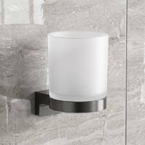 Склянка для зубних щіток Hansgrohe AddStoris S 41769340 з тримачем, чорний хром брашований, фото №1