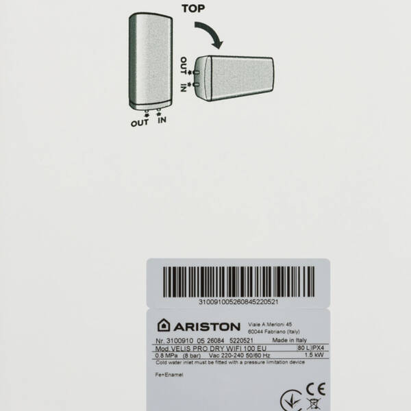 3100910 Водонагрівач електричний ARISTON VELIS PRO DRY WIFI 100 EU — фото 6